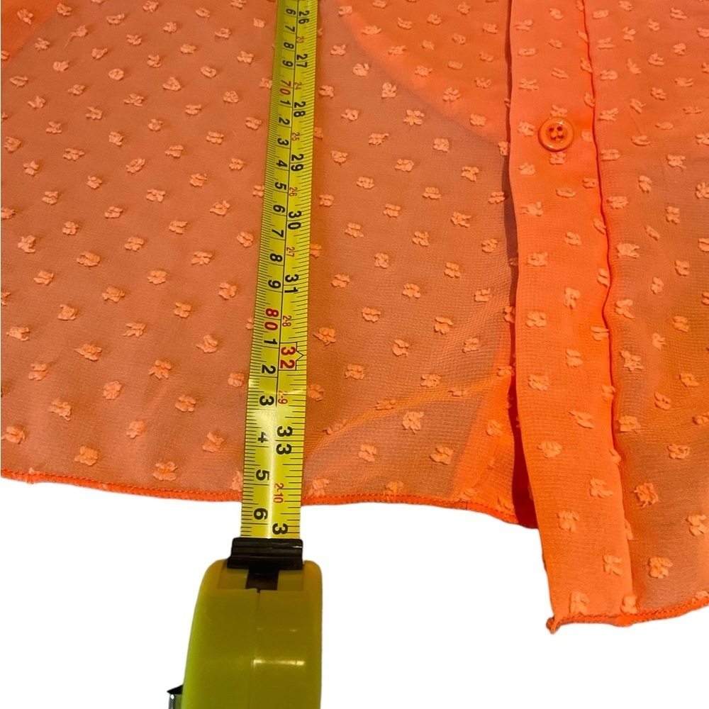 Sheer Orange Button Up Boho Collared Classic Beac… - image 5